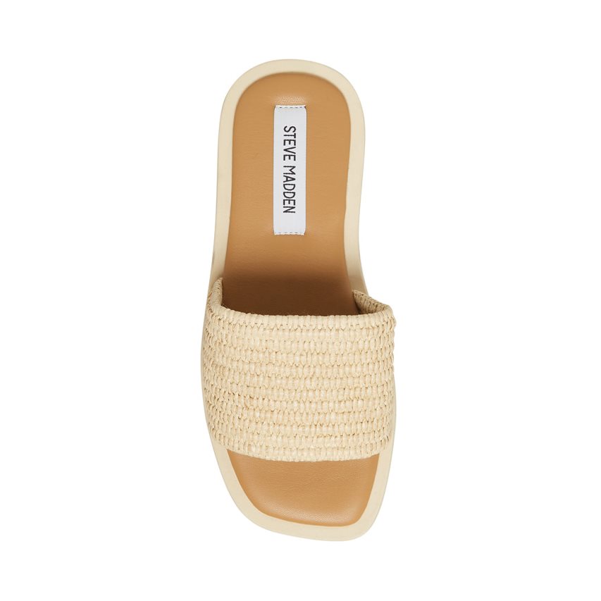 Sandalias de Diapositivas Steve Madden Leigh Natural Mujer Beige | ES QA3SE4